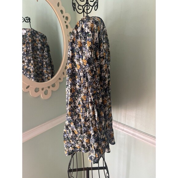 J. Jill Blouse M P Multi Color Floral Button Front Round Neck Long Sleeve Top - Picture 3 of 7
